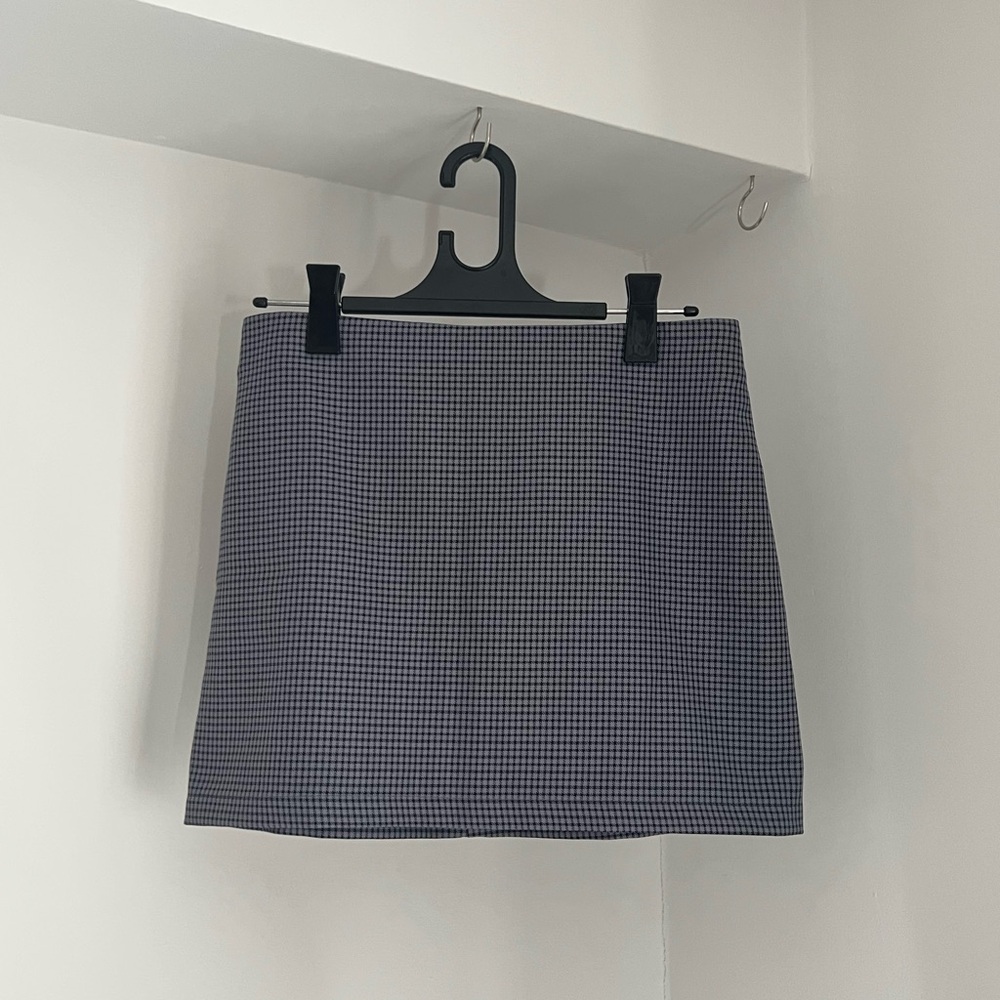 Urban Outfitters Black and Grey Check Pattern Mini Skirt with Back Zip